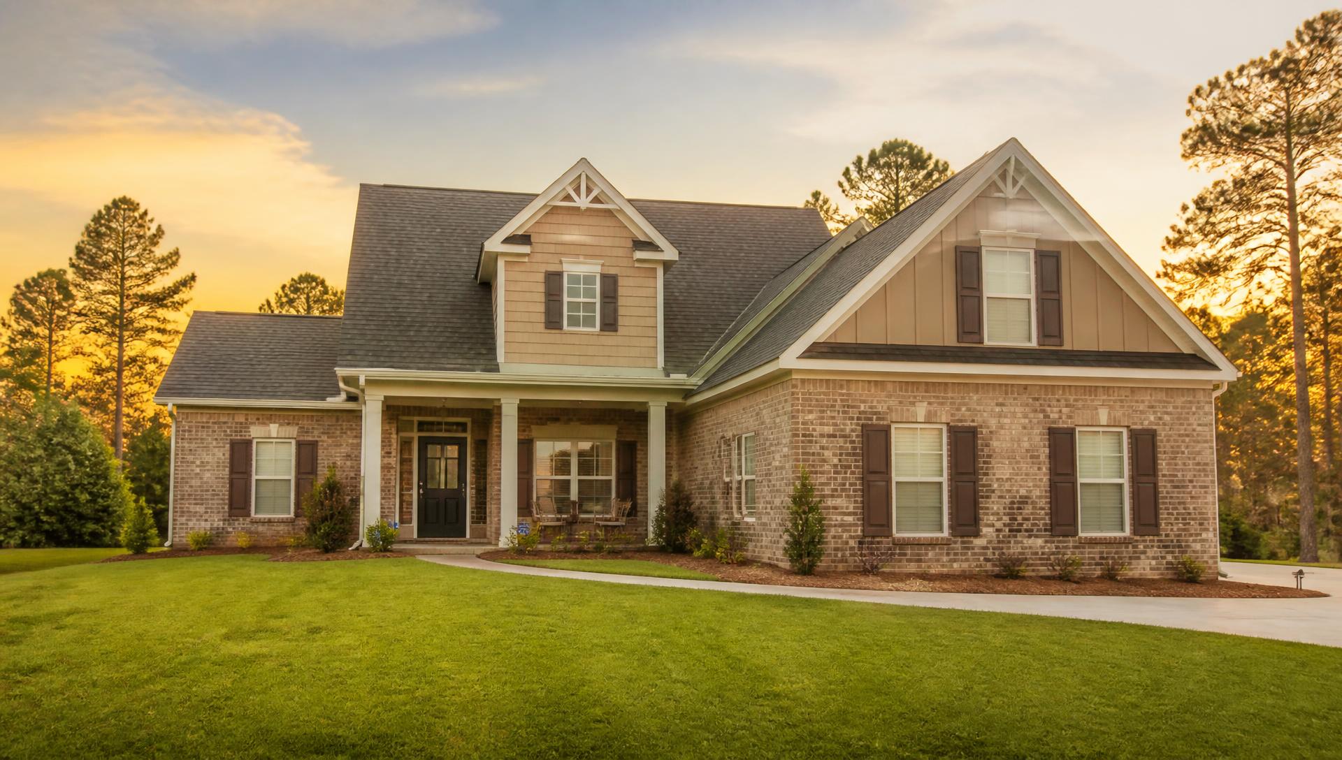 Brick home in the Fayetteville, North Carolina area at golden hour